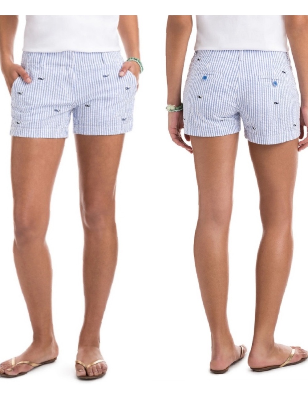 Vineyard Vines Seersucker Preppy Whale Shorts with Pockets Sz 6